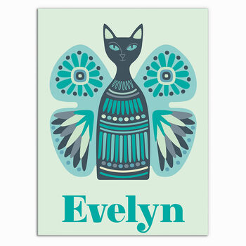 Butterfly Cat Personalised Metal Print, 2 of 8