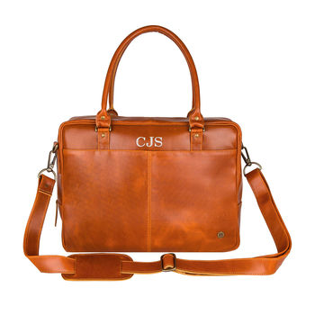 Personalised Tan Buffalo Leather Oxford Zip Up Satchel, 3 of 9