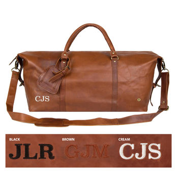 Personalised Leather Duffle Holdall Brown Or Black, 7 of 12