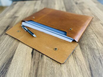 Personalised A4 Tan Leather Documents Folder, 3 of 11