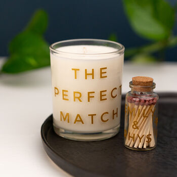 'Perfect Match' Personalised Candle And Match Set, 3 of 3