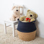 Navy Blue Two Tone Woven Cotton, Jute Belly Basket, thumbnail 1 of 2