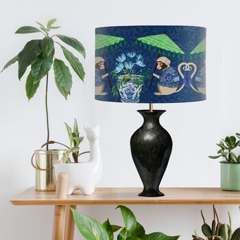 Monkey Parasol, Chinoiserie Lampshade In Blues, 2 of 5