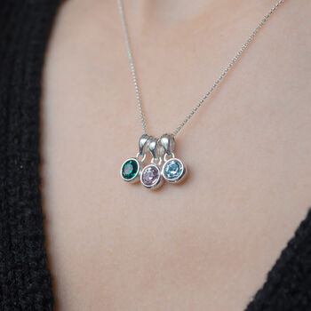 Sterling Silver Family Birthstone Necklace, 2 of 8