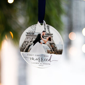 Personalised First Christmas Married Photo Decoration, 4 of 6
