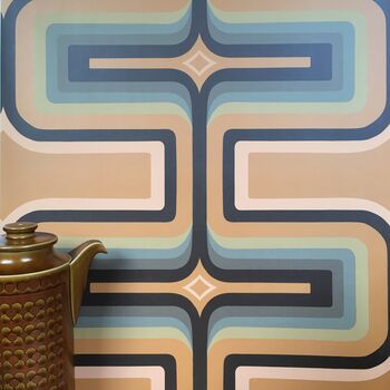 Retro Geometric Wallpaper Tan / Grey, 3 of 4