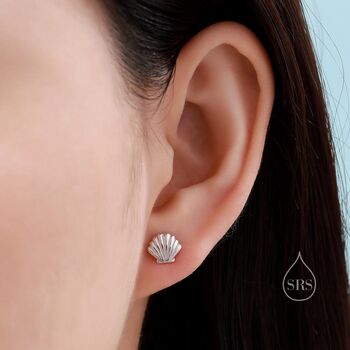 Mismatched Mermaid And Seashell Stud Earrings In Sterling Silver, 2 of 12