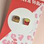 Happy Burger And Fries Enamel Stud Earrings, thumbnail 3 of 4