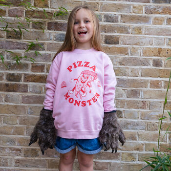 Pizza Monster Girls' Slogan Sweatshirt, 2 of 4