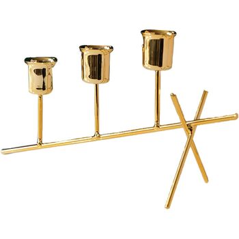 Three Arms Metal Candlestick Taper Candle Holder Stand, 6 of 7