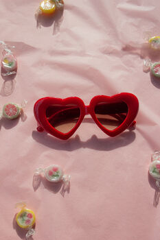 Red Chunky Oversized Heart Sunglasses, 3 of 6