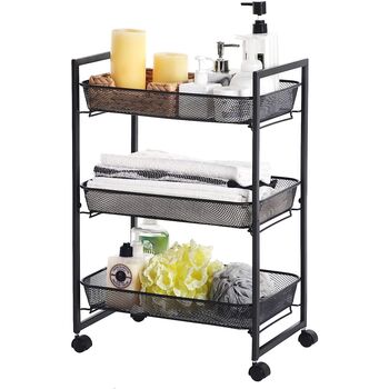 Three Tier Trolley Household Cart Baskets Shelves, 4 of 10
