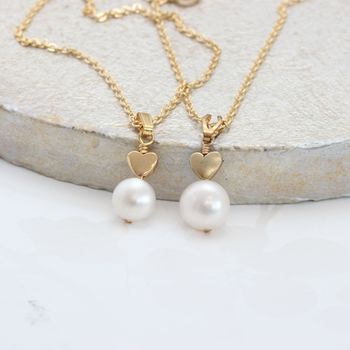 Mama Et Moi White Pearl Pendants With Heart, 3 of 12