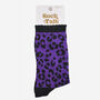 Women's Glitter Socks Purple Black Leopard Print, thumbnail 3 of 5