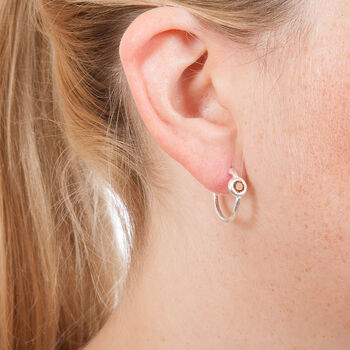 Sterling Silver Gemstone Hoop Earrings, 3 of 12