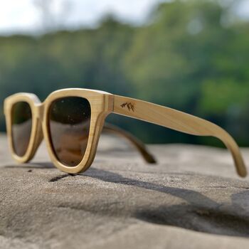 Orleans Natural Bamboo Sunglasses With Amber Lens, 7 of 9