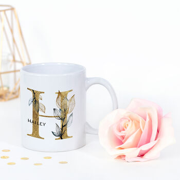 Personalised Name And Gold Initial Coffee Mug, 3 of 8