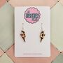 Small Royal Glitter Lightning Bolt Earrings / Rocker Chick Jewellery Small Vibrant Statement / Bold Power Gift, thumbnail 1 of 5