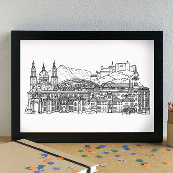 Salzburg Skyline Travel Art Print Unframed, 2 of 6