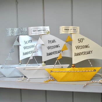 Personalised Golden 50th Anniversary Sail Boat Card, 3 of 7
