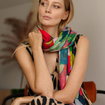 Painterly Bloom Printed Scarf, 3 of 8