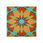 Orange Teal Geometric Flower Tile, thumbnail 1 of 10