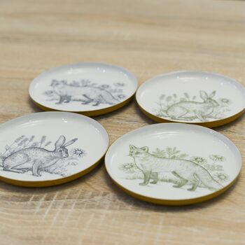 Set Of Four Forest Animal Bunny Fox Coasters, 3 of 4