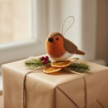 Handmade Felt Pamela The Robin Hanging Decoration, 3 of 4