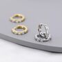 Baguette Cz Huggie Hoop In Sterling Silver, thumbnail 3 of 11
