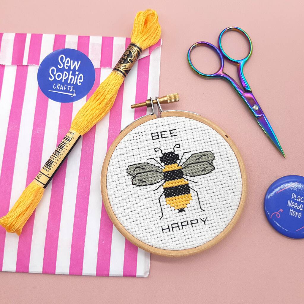 'Bee Happy' Mini Cross Stitch Kit, 1 of 8