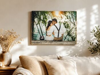 Personalised Wood Photo Print – Custom Wedding Photo On Wooden Planks, 5 of 7