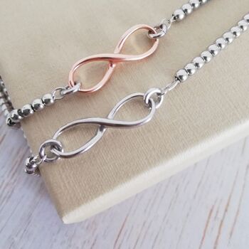 Silver And Rose Gold Infinity Slider Bracelet –Maid Of Honour Thank You, 3 of 6