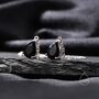 Black Cz Droplet Threader Earrings In Sterling Silver, thumbnail 7 of 11