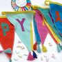 Rainbow 'Happy Birthday' Fabric Bunting 3m, thumbnail 2 of 5
