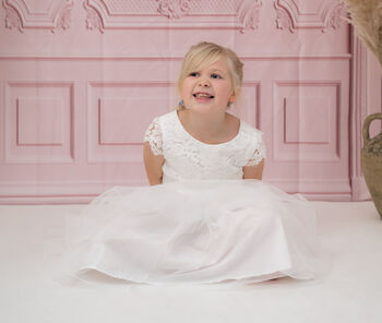 Soft Lace And Tulle Flower Girl Dress, 3 of 9
