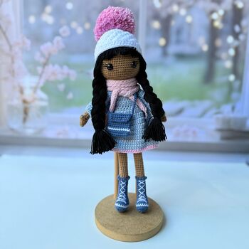 Handmade Crochet Dark Skin Doll, 6 of 12