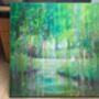 Emanation, Green Oil Painting Of River And Egret, thumbnail 3 of 9