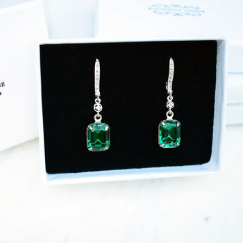 Blue Or Green Crystal Droplet Earrings, 2 of 4