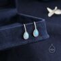 Sterling Silver White Opal Droplet Drop Hook Earrings, thumbnail 6 of 10