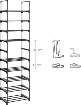 Two Set Five Tier Stackable Shoe Organiser Rack Shelf, 3 of 11