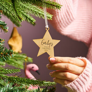 Baby's First Christmas Engraved Star Decoration, 2 of 3