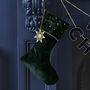 Green Velvet Embroidered Christmas Stocking With Charm, thumbnail 1 of 3