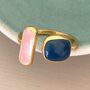 Gold Plated Asymmetric Ring With Blue And Pink Inset, thumbnail 2 of 3