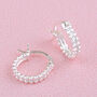 Gold Or Silver Double Bead Hinged Mini Hoop Earrings, thumbnail 4 of 7