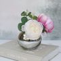 Artificial Peony Bouquet In Mirrored Vase, thumbnail 6 of 6