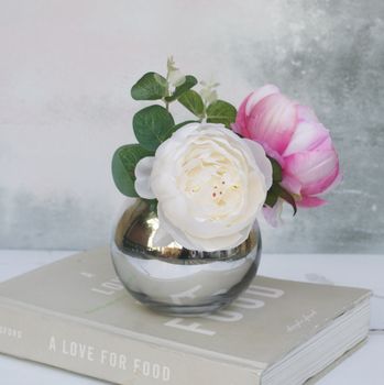 Artificial Peony Bouquet In Mirrored Vase, 6 of 6