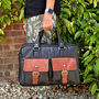 Black Premium Leather Holdall, Travel Tote, Flight Bag, Gym Bag, thumbnail 3 of 6