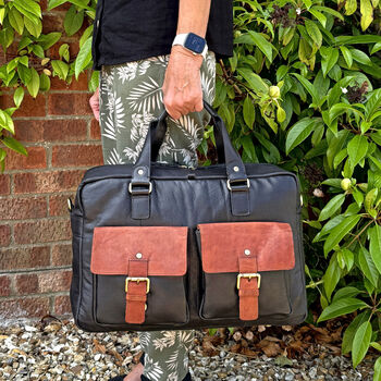 Black Premium Leather Holdall, Travel Tote, Flight Bag, Gym Bag, 3 of 6
