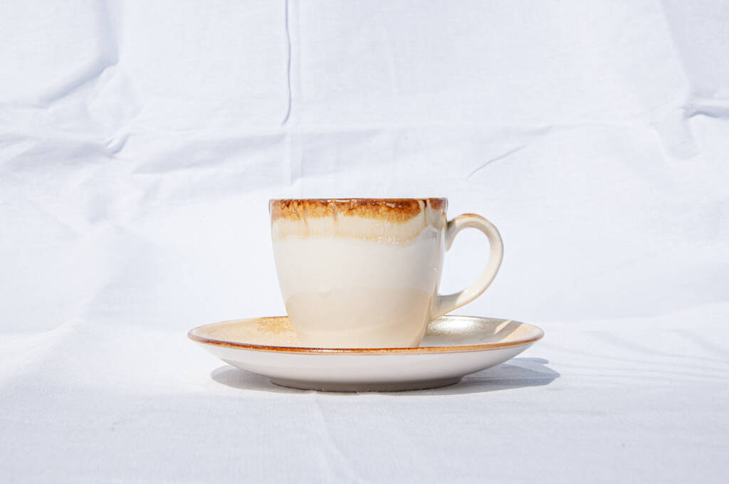 White Set Of Two Porcelain Espresso Cups Saucers Set By House Of Aten