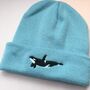 Orca Whale Embroidered Beanie Hat, thumbnail 2 of 3